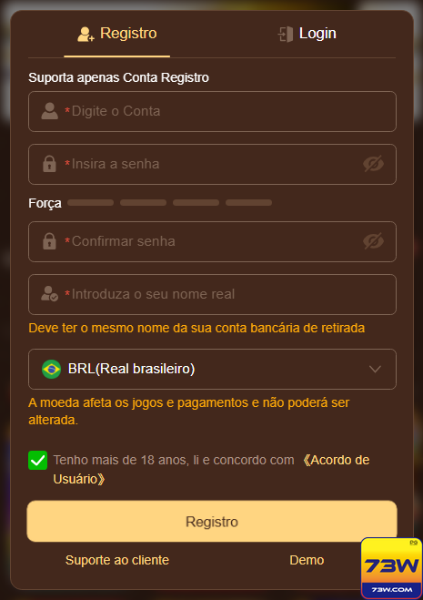 73w.com - rápido página de login para entrar